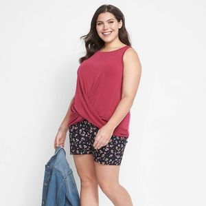 Lane Bryant Womens Plus Size Pink Sleeveless Twist Tank Top Size 22 24